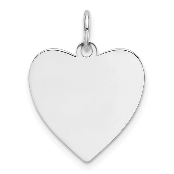 Kazi Luxury 14k White Gold Plain .013 Gauge Engravable Heart Charm